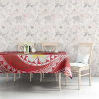 Plumeria Polynesian Coral Glitter Pattern Tablecloth