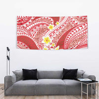Plumeria Polynesian Coral Glitter Pattern Tapestry