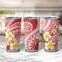 Plumeria Polynesian Coral Glitter Pattern Tumbler Cup