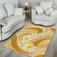 Plumeria Polynesian Gold Glitter Pattern Area Rug
