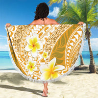 Plumeria Polynesian Gold Glitter Pattern Beach Blanket