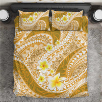 Plumeria Polynesian Gold Glitter Pattern Bedding Set