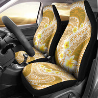 Plumeria Polynesian Gold Glitter Pattern Car Seat Cover