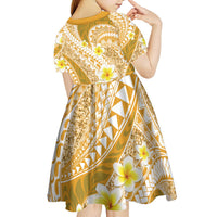 Plumeria Polynesian Gold Glitter Pattern Kid Short Sleeve Dress LT01 - Polynesian Pride