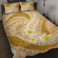 Plumeria Polynesian Gold Glitter Pattern Quilt Bed Set