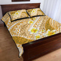 Plumeria Polynesian Gold Glitter Pattern Quilt Bed Set