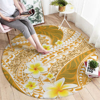 Plumeria Polynesian Gold Glitter Pattern Round Carpet LT01 - Polynesian Pride