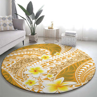 Plumeria Polynesian Gold Glitter Pattern Round Carpet LT01 - Polynesian Pride