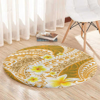 Plumeria Polynesian Gold Glitter Pattern Round Carpet LT01 - Polynesian Pride
