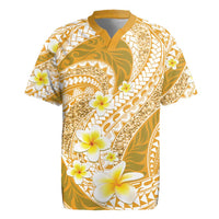 Plumeria Polynesian Gold Glitter Pattern Rugby Jersey
