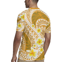 Plumeria Polynesian Gold Glitter Pattern Rugby Jersey