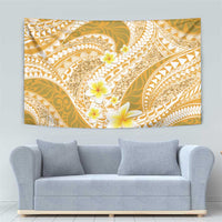 Plumeria Polynesian Gold Glitter Pattern Tapestry