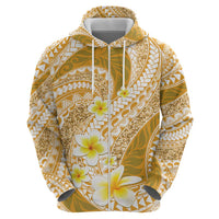 Plumeria Polynesian Gold Glitter Pattern Zip Hoodie LT01 - Polynesian Pride
