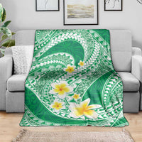 Plumeria Polynesian Green Glitter Pattern Blanket