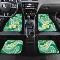 Plumeria Polynesian Green Glitter Pattern Car Mats LT01 Set 4pcs Green - Polynesian Pride