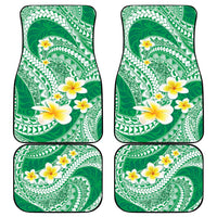 Plumeria Polynesian Green Glitter Pattern Car Mats LT01 - Polynesian Pride