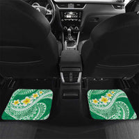 Plumeria Polynesian Green Glitter Pattern Car Mats LT01 Set 2pcs - Back Green - Polynesian Pride
