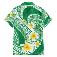 Plumeria Polynesian Green Glitter Pattern Family Matching Tank Maxi Dress and Hawaiian Shirt LT01 - Polynesian Pride