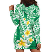 Plumeria Polynesian Green Glitter Pattern Hoodie Dress LT01 - Polynesian Pride