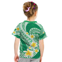 Plumeria Polynesian Green Glitter Pattern Kid T Shirt
