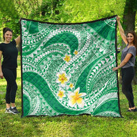Plumeria Polynesian Green Glitter Pattern Quilt LT01 - Polynesian Pride