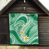 Plumeria Polynesian Green Glitter Pattern Quilt LT01 - Polynesian Pride