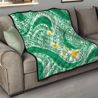 Plumeria Polynesian Green Glitter Pattern Quilt LT01 - Polynesian Pride