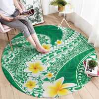 Plumeria Polynesian Green Glitter Pattern Round Carpet LT01 - Polynesian Pride