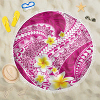 Plumeria Polynesian Pink Glitter Pattern Beach Blanket