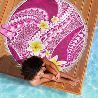 Plumeria Polynesian Pink Glitter Pattern Beach Blanket