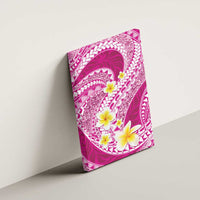 Plumeria Polynesian Pink Glitter Pattern Canvas Wall Art