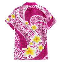 Plumeria Polynesian Pink Glitter Pattern Family Matching Summer Maxi Dress and Hawaiian Shirt