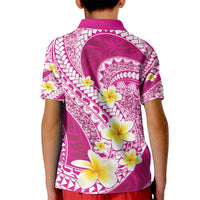 Plumeria Polynesian Pink Glitter Pattern Kid Polo Shirt