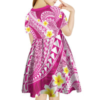 Plumeria Polynesian Pink Glitter Pattern Kid Short Sleeve Dress LT01 - Polynesian Pride