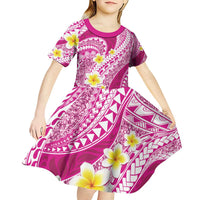 Plumeria Polynesian Pink Glitter Pattern Kid Short Sleeve Dress LT01 - Polynesian Pride