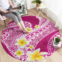 Plumeria Polynesian Pink Glitter Pattern Round Carpet LT01 - Polynesian Pride