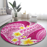 Plumeria Polynesian Pink Glitter Pattern Round Carpet LT01 - Polynesian Pride