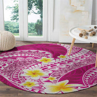 Plumeria Polynesian Pink Glitter Pattern Round Carpet LT01 - Polynesian Pride
