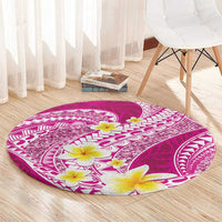 Plumeria Polynesian Pink Glitter Pattern Round Carpet LT01 - Polynesian Pride