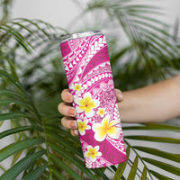 Plumeria Polynesian Pink Glitter Pattern Skinny Tumbler