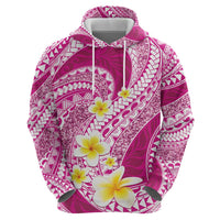 Plumeria Polynesian Pink Glitter Pattern Zip Hoodie LT01 - Polynesian Pride