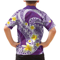 Plumeria Polynesian Purple Glitter Pattern Family Matching Mermaid Dress and Hawaiian Shirt