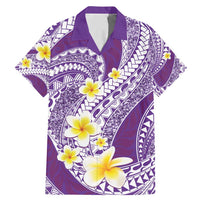 Plumeria Polynesian Purple Glitter Pattern Family Matching Mermaid Dress and Hawaiian Shirt