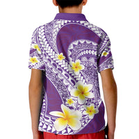 Plumeria Polynesian Purple Glitter Pattern Kid Polo Shirt
