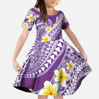 Plumeria Polynesian Purple Glitter Pattern Kid Short Sleeve Dress LT01 KID Purple - Polynesian Pride