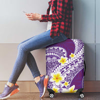 Plumeria Polynesian Purple Glitter Pattern Luggage Cover LT01 - Polynesian Pride