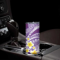 Plumeria Polynesian Purple Glitter Pattern Skinny Tumbler