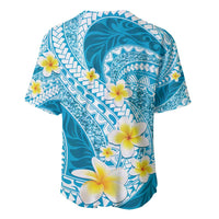 Plumeria Polynesian Sky Blue Glitter Pattern Baseball Jersey LT01 - Polynesian Pride