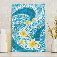 Plumeria Polynesian Sky Blue Glitter Pattern Canvas Wall Art