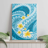 Plumeria Polynesian Sky Blue Glitter Pattern Canvas Wall Art